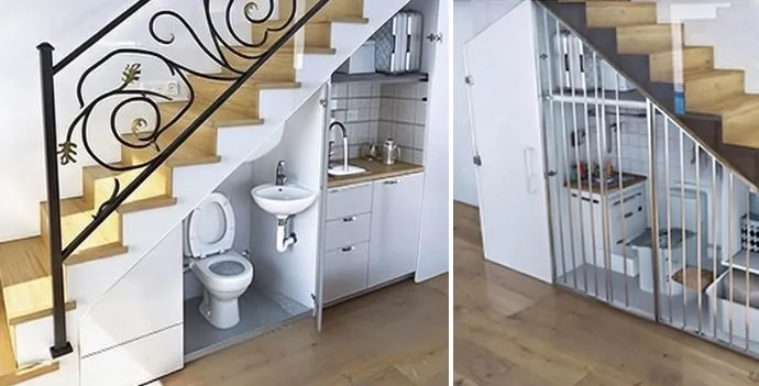 استفاده بهینه از فضای زیر پله نیم طبقه مغازه طبق قوانین